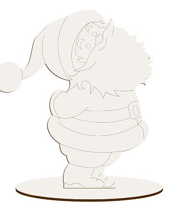 Ozdoba Figurka Stojąca na Podstawce BIALA Mikołaj dla Dzieci do Decoupage, smxdsgn