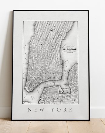 Plakat Vintage City Miasto Mapa New York, Storelia