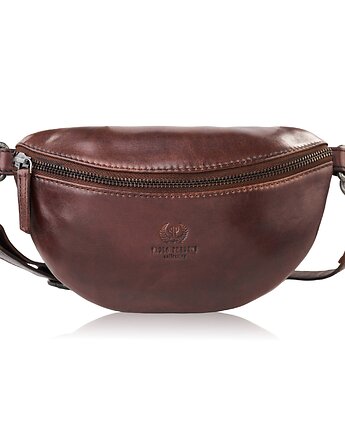 Saszetka damska skórzana nerka crossbody do ręki brązowa Paolo Peruzzi, Paolo Peruzzi