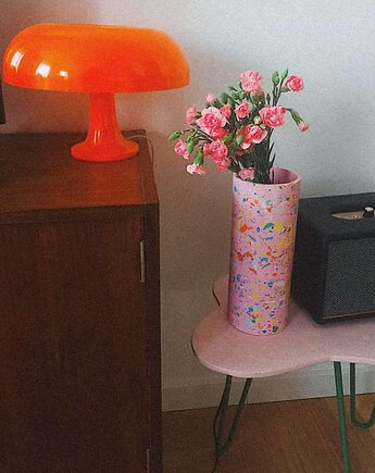 Wazon na duże kwiaty, różowy, kolorowe lastryko, wys. 30 cm, Crazzyco