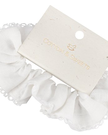 Frotka Lniana z koronką Biała, Cotton & Sweets