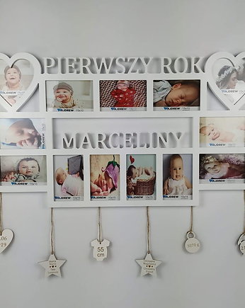 Multirama metryczka Pierwszy rok imię 13 zdjęć serca, Wajdrew