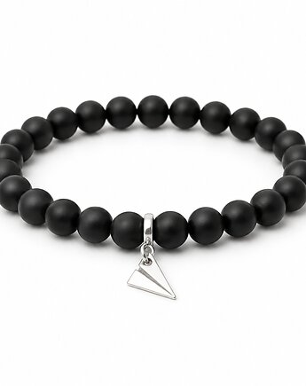 Bransoletka PAPER PLANE onyks matowy  i srebro 925, ISSI Jewelry
