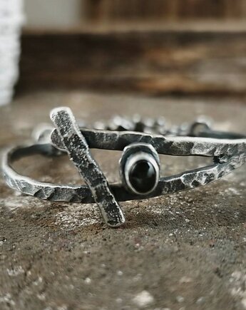 Szafir gwiaździsty - surowa bransoleta, mzstudio