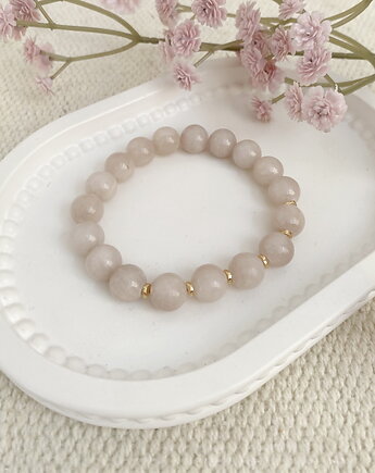 Bransoletka z jadeitów i ozdobnymi elementami ze stali szlachetnej pozłacanej, Coccola JEWELLERY