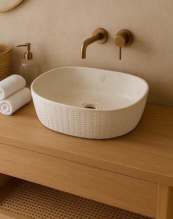 Królowa Śniegu luksusowa, umywalka ceramiczna biała owalna, Ceramika Nastawka