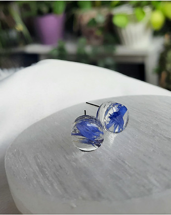 Kolczyki sztyfty z chabrami, małe, Figa handmade accessories