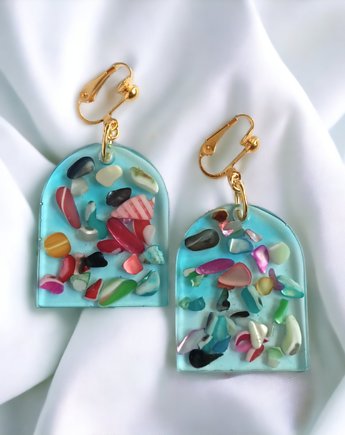 UNIKATOWE klipsy z żywicy SUMMER beach V, kaktusia