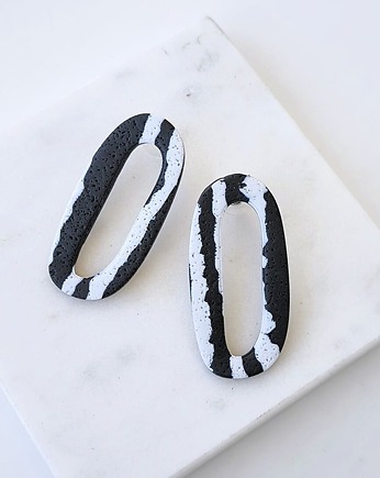 Loopy kolczyki ZEBRY sztyfty, sploteka