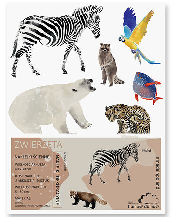 NAKLEJKI EDUKACYJNE ANIMALS MINIZOO (zestaw mały), Humpty Dumpty Room Decoration