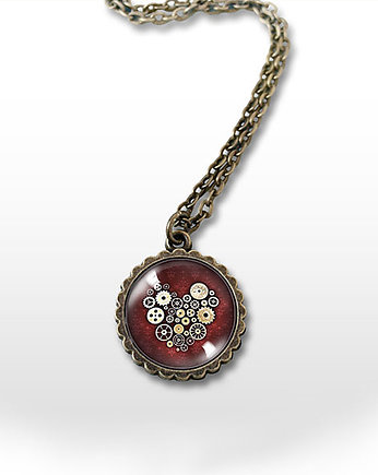 Medalion - Serce steampunk - mały, brąz, yenoo