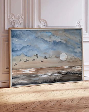 Oryginalna akwarela. Lot nad wodą 50x70cm, Malgorzata Domanska