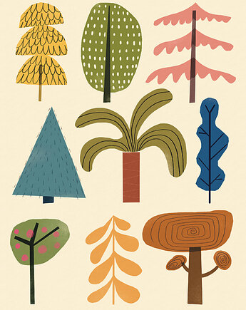 Plakat  Drzewa - wersja kolorowa, MUKI design