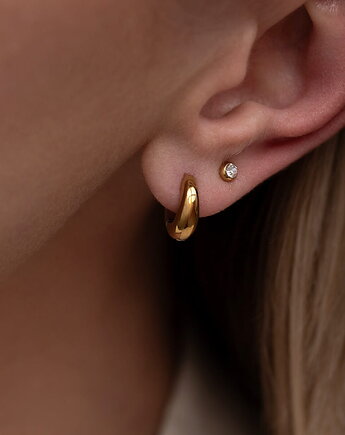 Srebrno-złote kolczyki ze stali chirurgicznej premium, Paraiso