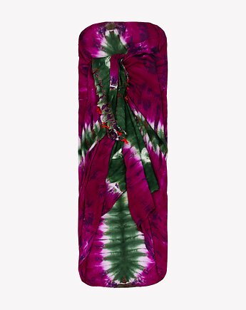 Pareo plażowe damskie narzutka zieleń i fuksja w stylu boho, ALLORA BE UNIQUE