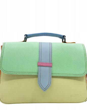 Torebka skórzana do ręki i na ramię, regulowany pasek, kolorowa eko OLIVKA, Olivka Warsaw