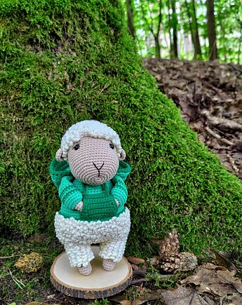 Owieczka w bluzie z kapturem, Zabawka owca, EcoToysByNastya