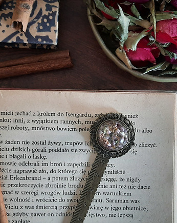 Zakładka z płatkami wrzosu, linijka, Figa handmade accessories