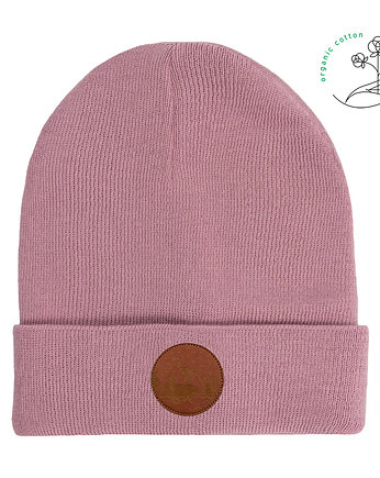 Czapka beanie z bawełny organicznej pudrowy róż, KABAK