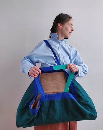 Torba na joge ZERO WASTE patchwork len OCEAN, madebyjokpa