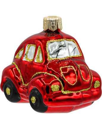 Bombka choinkowa: Auto Garbus: czerwony, Syn Bombkarza