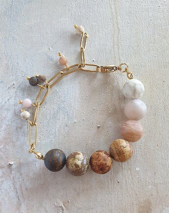 Bransoletka KULKA 7 howlit, opal, kamień słoneczny, jaspis,..., modesign