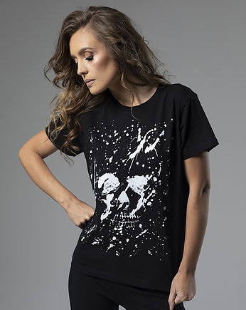 T-shirt damski czaszka czarny, MONIKA OPALIŃSKA