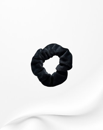 Scrunchie gumka frotka wąska welurowa szara grafitowa, Zdunetti