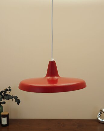 Duńska lampa wisząca z czerwonego metalu, lata 60., Przetwory design