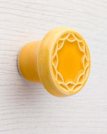 Gałka ceramiczna do mebli żółta, wz.4, pracowniazona
