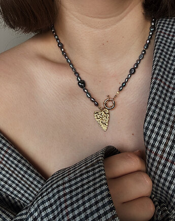 Naszyjnik unikat Granatowe Perły, Chmolowska Jewellery