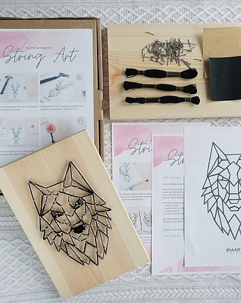 BOX DIY String art  WILK  kreatywny zestaw zrób to sam, HAART