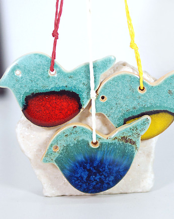 Kolorowe ptaszki - ceramiczne ozdoby wiszące, 10FingersArt