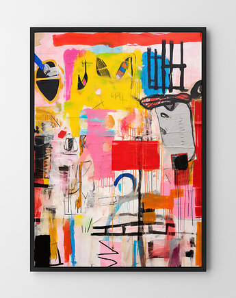 Plakat Kolorowa abstrakcjaz elementami różu, HOG STUDIO