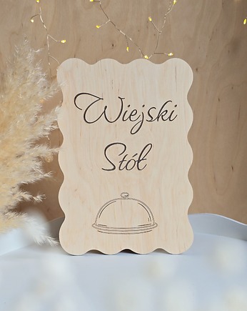 Drewniana tabliczka ślubna z grawerem - Wiejski Stół, BohoSuszki