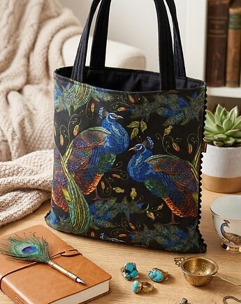 Torba shopperka pawie, ML handmade