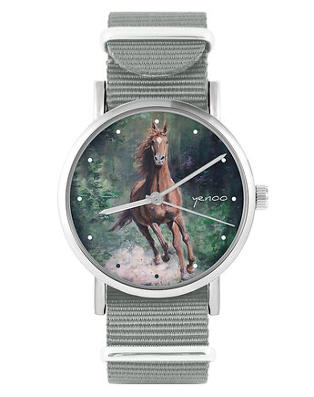 Zegarek - Koń las - szary, nylonowy, yenoo