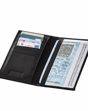 Czarne etui skórzane na dowód rejestracyjny karty kredytowe belveder BE92, Belveder