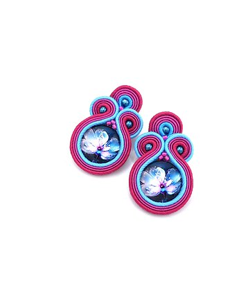 Kolczyki sutasz turkusowo różowe sztyfty małe codzienne z kwiatami Madda, Katrina Rossa