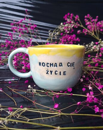 Kubek ceramiczny z napisem "Kocham Cię Życie", as ceramika