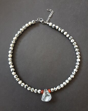 Naszyjnik z wisiorem ROOTS jaspis dalmatyński, prasiolit, modesign