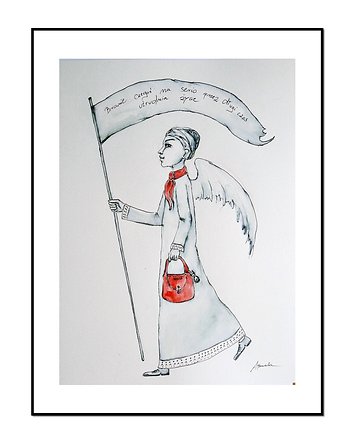 Anioł Ułatwiacz, akwarela, obraz ręcznie malowany, Galeriai