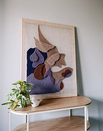 Abstrakcyjny obraz punch needle "Fioletowy plan" OD RĘKI, Dwa Sploty