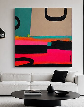 Duży obraz ręcznie malowany akryl 120x120cm Zakrocka, art and texture