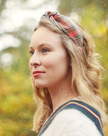 Opaska na włosy z węzłem krata jesienna, roskosh