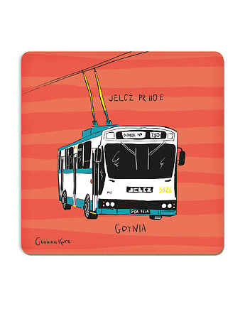 Podkładka pod kubek Gdynia Trolejbus Jelcz PR110E, Gliniana Kura
