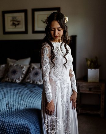 Koronkowa suknia ślubna boho chai // Halina, Lucky Dress Atelier