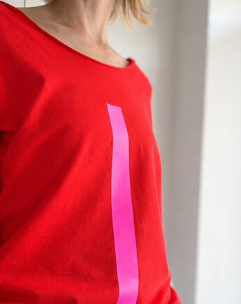 Kreska różowa na czerwonym Oversize, ONE MUG A DAY