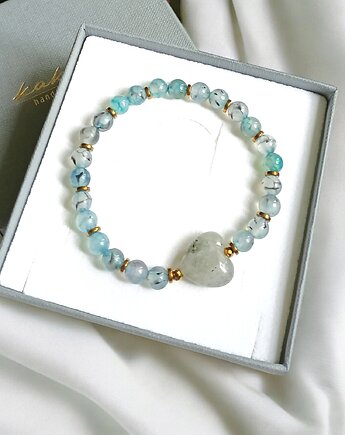 Serce z labradorytu i agat smoczy, kaktusia