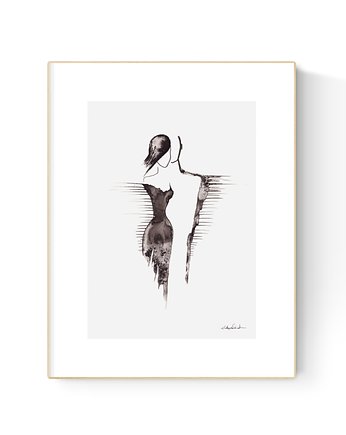 Grafika 21X30 malowana ręcznie na papierze, MiniMalArt